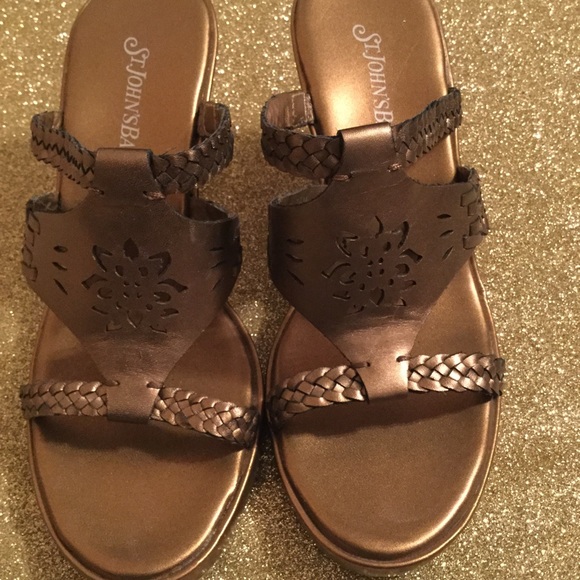 LADIES METALLIC BRAIDED WEDGE SANDALS - Picture 4 of 5